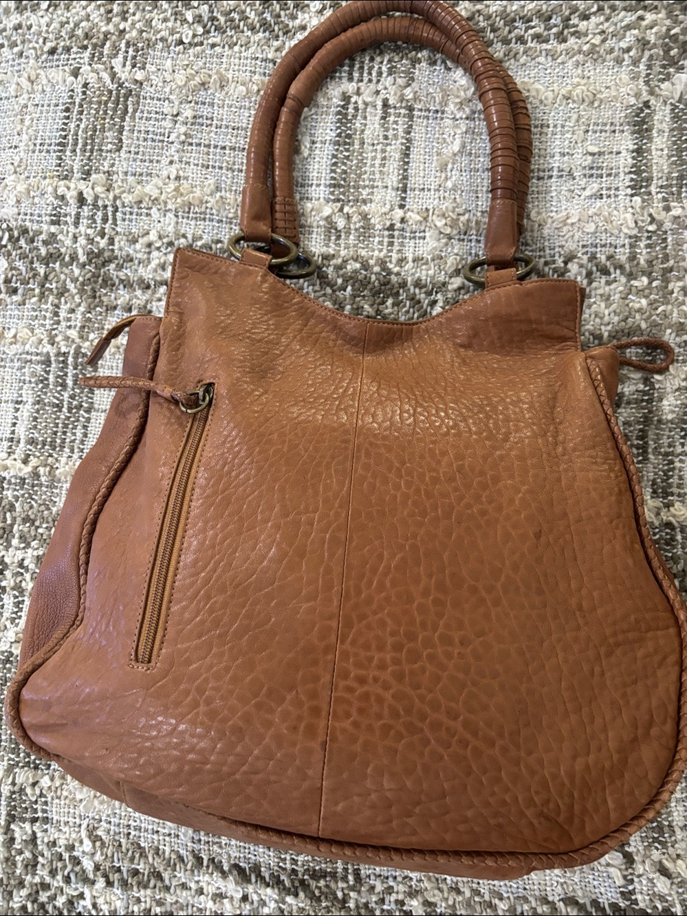Hobo Tan Leather Satchel Women's Shoulder Handbag - Picture 4 of 12